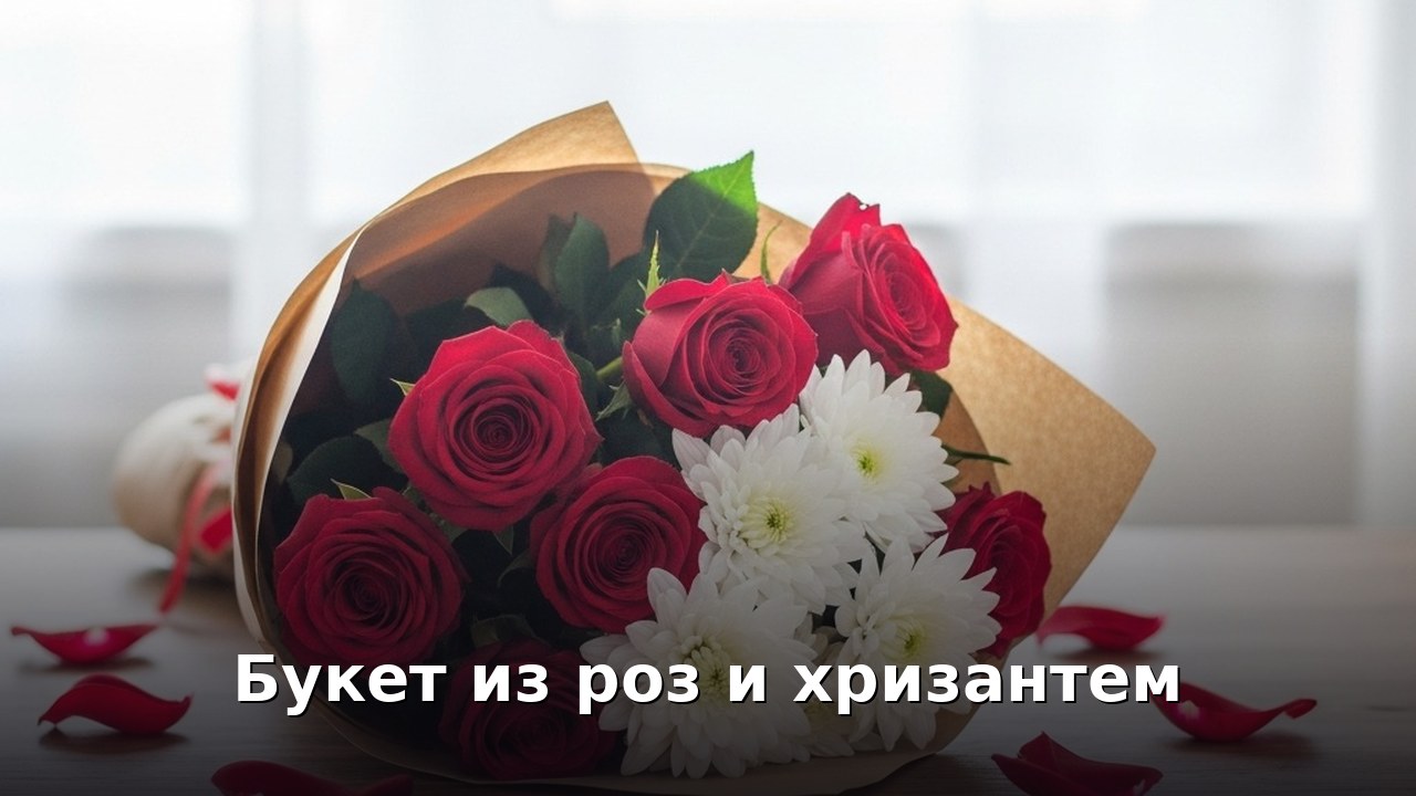 Букет из роз и хризантем