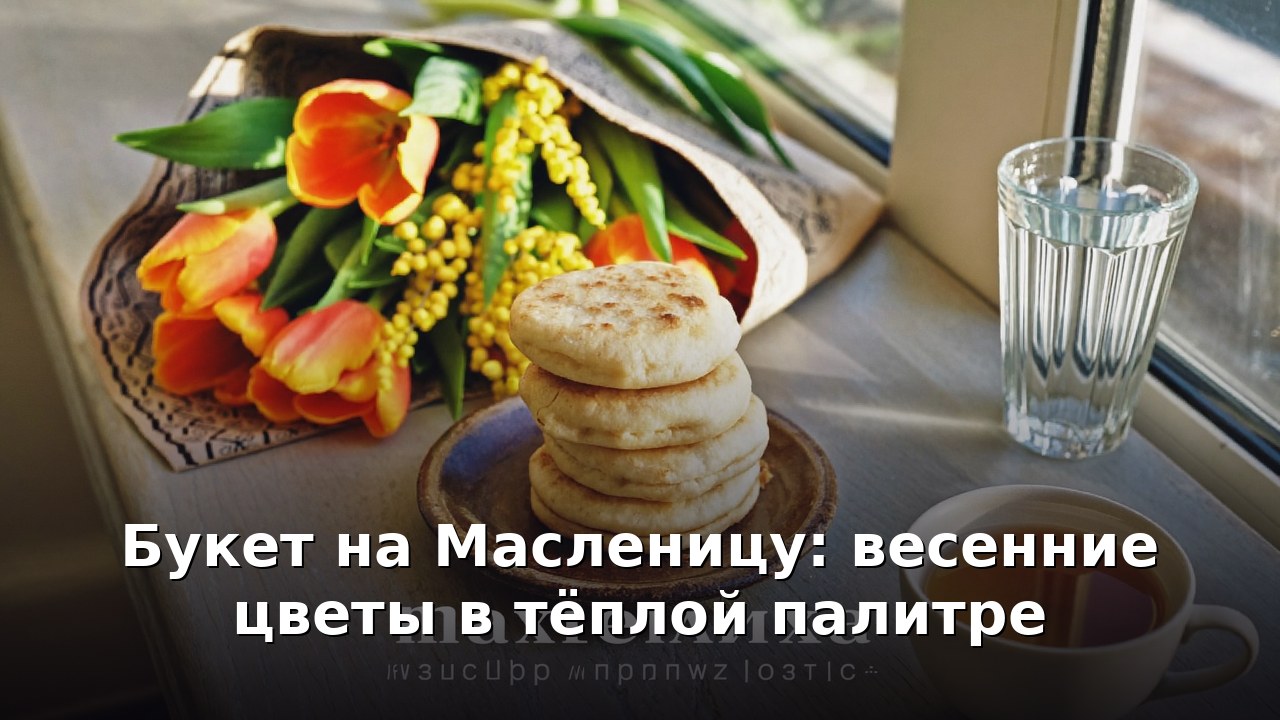 Букет на Масленицу: весенние цветы в тёплой палитре