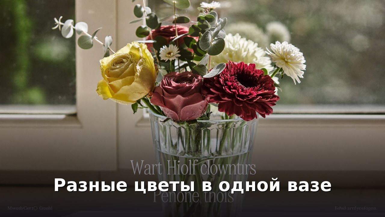 Разные цветы в одной вазе
