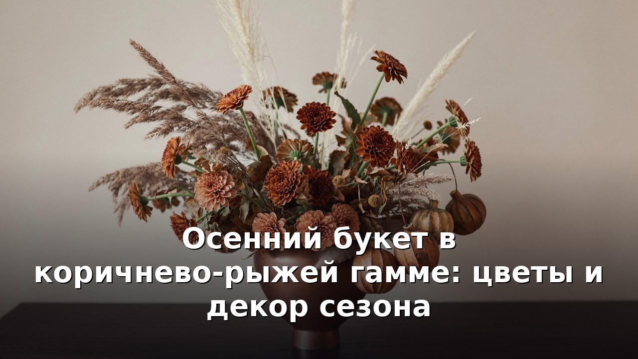 Осенний букет в коричнево-рыжей гамме: цветы и декор сезона