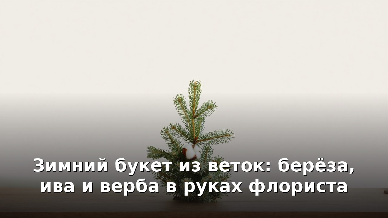Зимний букет из веток: берёза, ива и верба в руках флориста