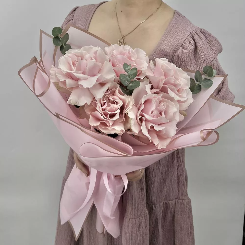 Bouquet pink French roses, 50 cm