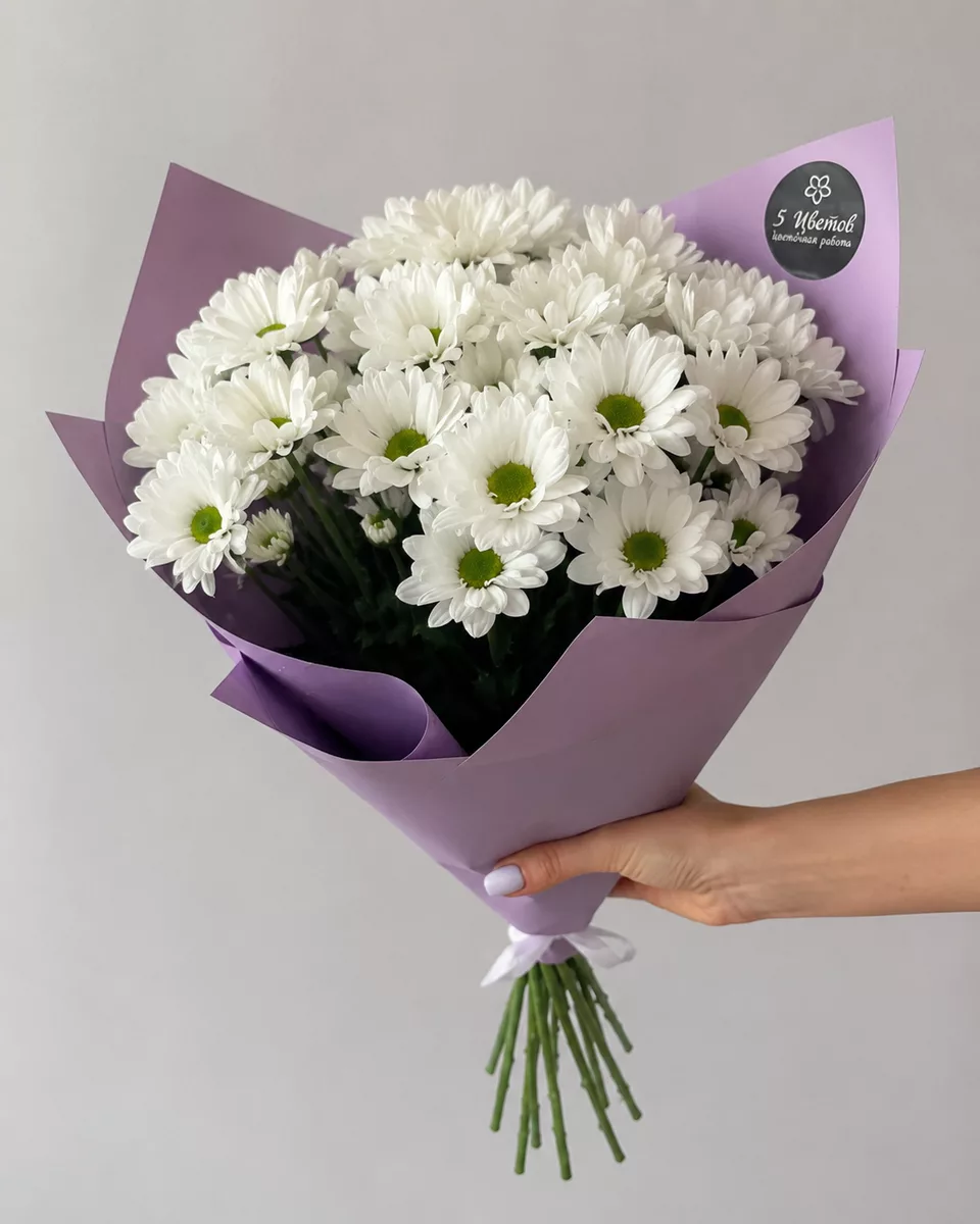 Bouquet of 5 white chrysanthemums