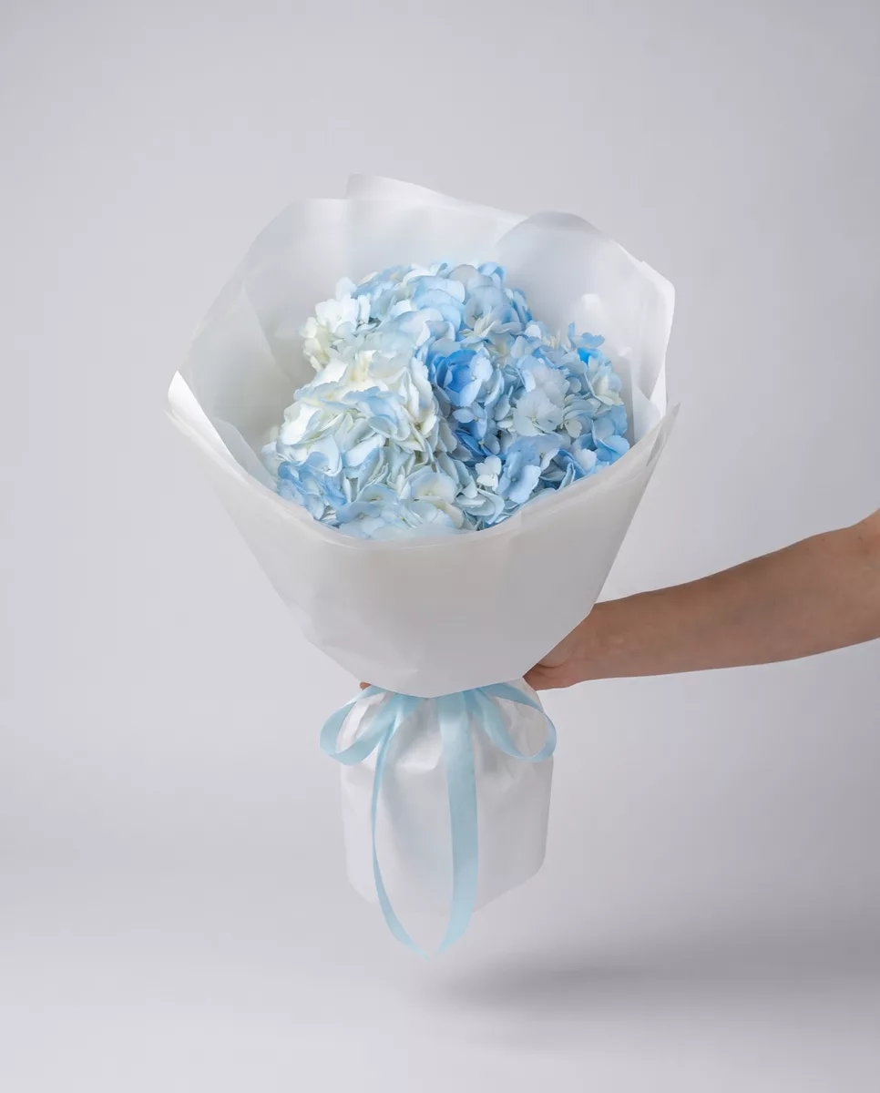 Bouquet of 3 light blue hydrangeas