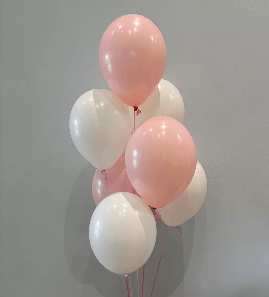 Helium balloons, fountain, white-and-pink, 7 pcs