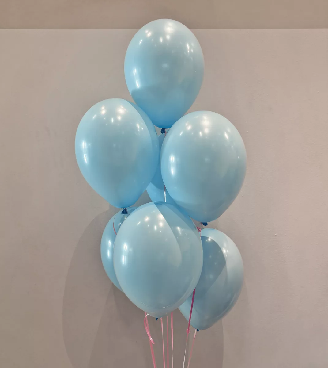 Helium balloons, fountain, light blue, 7 pcs
