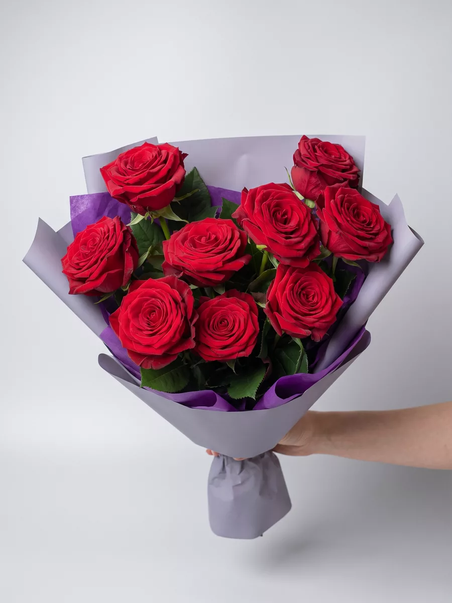 Bouquet of 9 red roses 50 cm