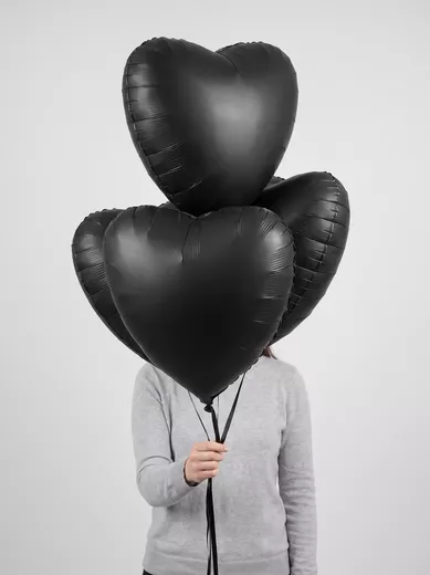 ШАР «ЧЕРНОЕ СЕРДЦЕ» 3шт