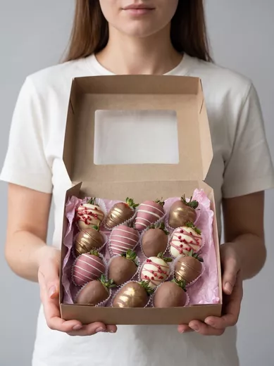 Клубника в молочном и ягодном шоколаде 15 шт