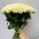 Букет из белых роз 89 шт, красивый букет роз 50 см, букет живых цветов, Россия