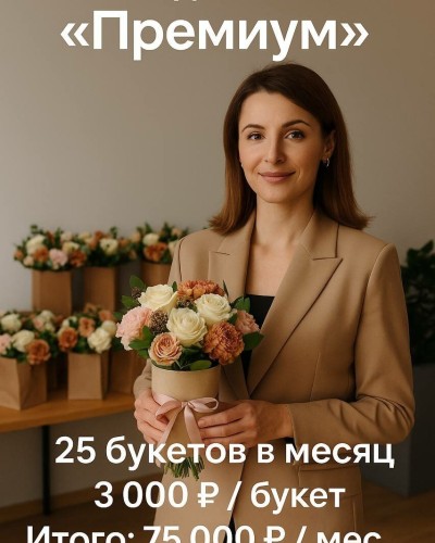 Подписка на моно или сборные букеты цветов Премиум, 25 букетов в месяц Подписка на моно или сборные букеты цветов Премиум, 25 букетов в месяц