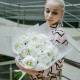 Букет из 15 белых пионов