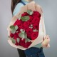 25 красных роз с эвкалиптом