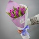 Букет 15 сиреневых тюльпанов