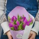 Букет 15 сиреневых тюльпанов