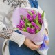 Букет 15 сиреневых тюльпанов